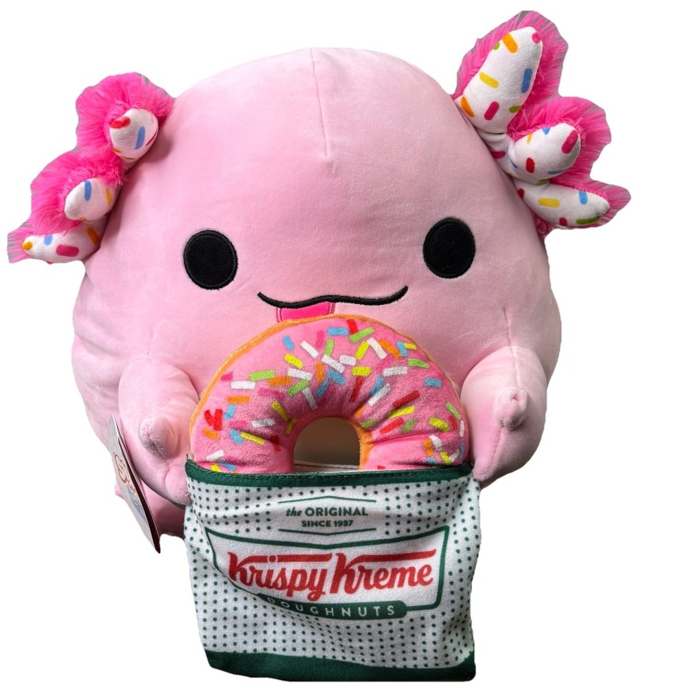 ZURU Snackles 12in Axolotl Plush Krispy Kreme Donut Stuffed Animal New w/ Tag
